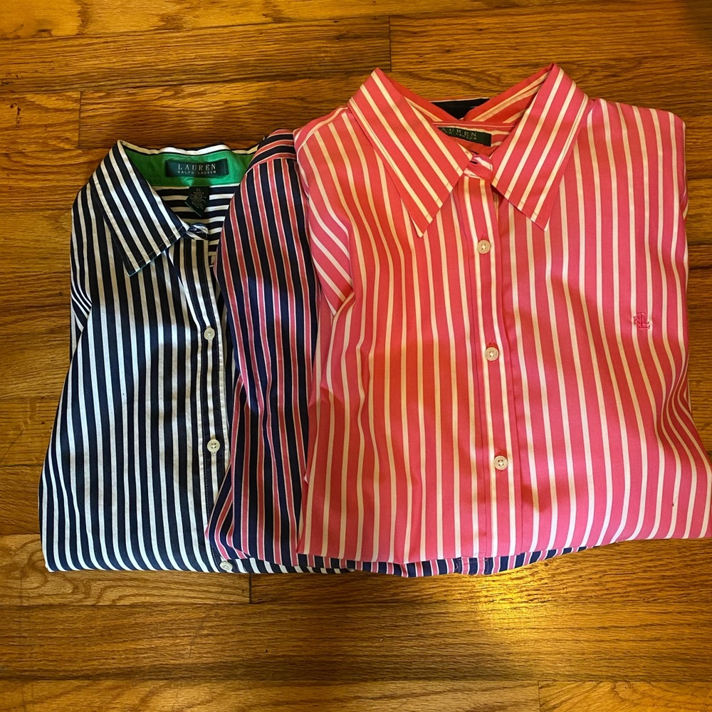Three Ralph Lauren 100% cotton shirts. Beautiful bright colors. All three are XL